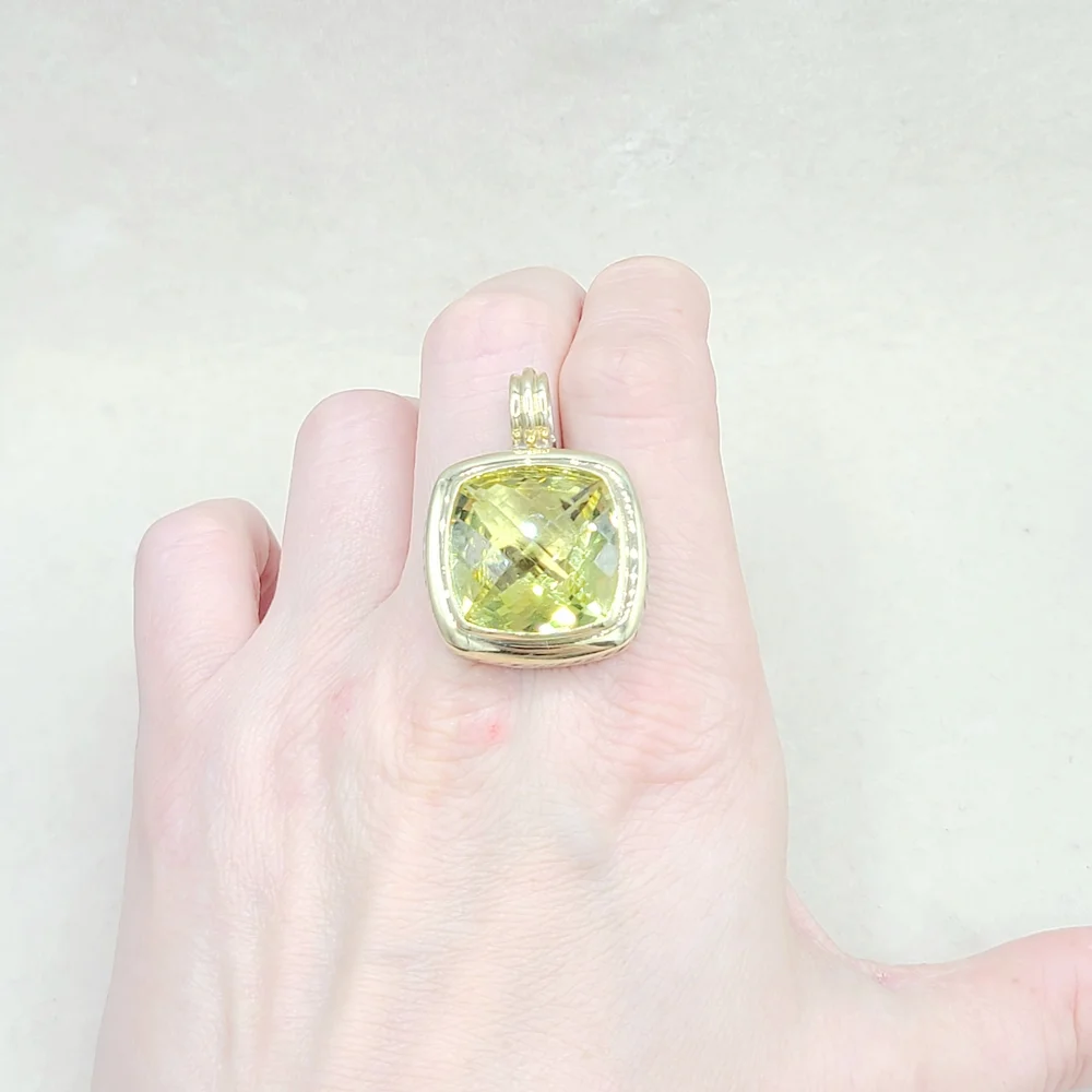 David Yurman Albion 20mm Lemon Citrine Pendant Enhancer With 18k Gold - Picture 7 of 7